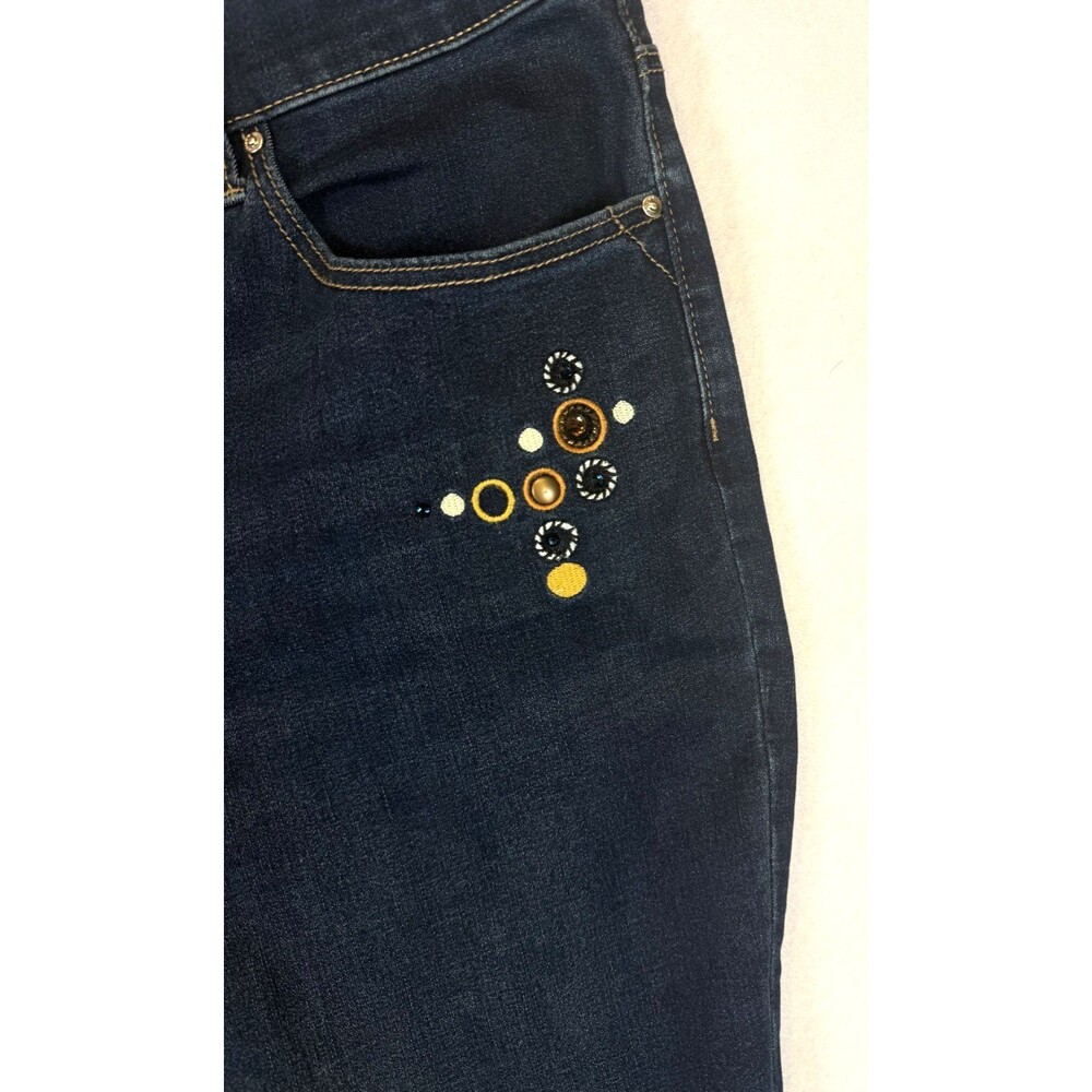 Chico's Perfect Stretch Girlfriend Slim Leg Ankle Jeans Sz 3 Dark Wash 16 - Picture 5 of 10